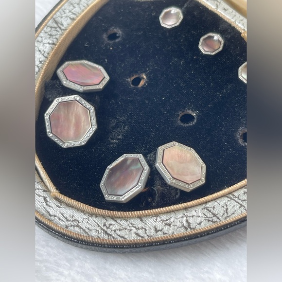 Antique Krementz men’s cufflink and buttons platinum and gold - Picture 5 of 11